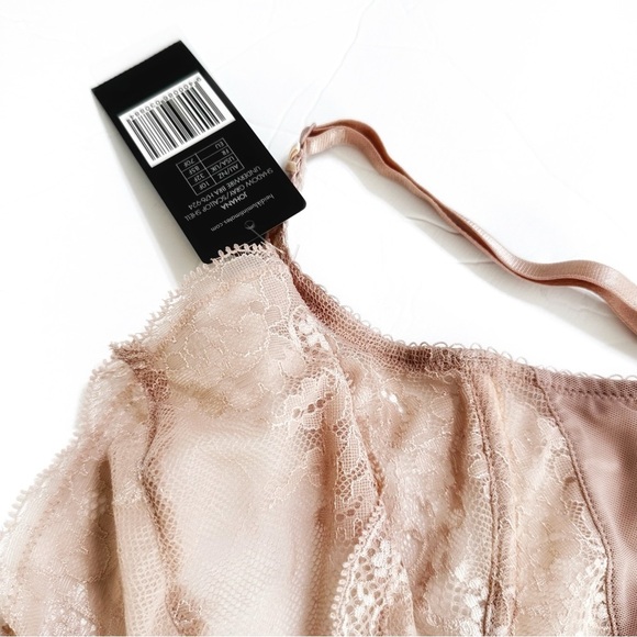 Heidi Klum Intimates Johana Shadow Gray/Scallop Shell Underwire Lace Bra Tan 32F - Picture 13 of 13